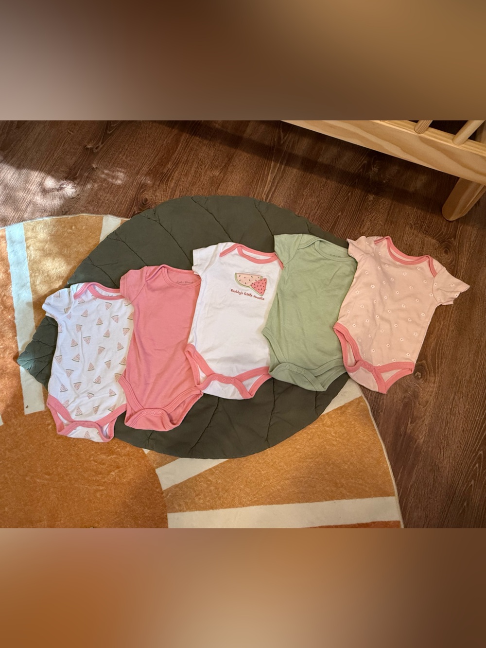 Baby Girls Pink & Green Short-Sleeve Onesie Set